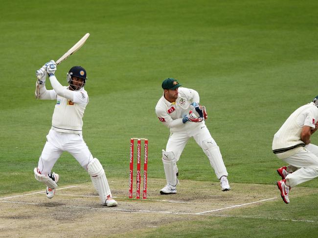 Kumar Sangakkara almost single-handedly led Sri Lanka to a seemingly improbable victory in the 2012 Test match. Picture: GETTY