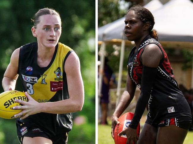 Georgia Johnson playing for Nightcliff and Shania Lami Lami playing for Tiwi in the 2024-25 NTFL season.