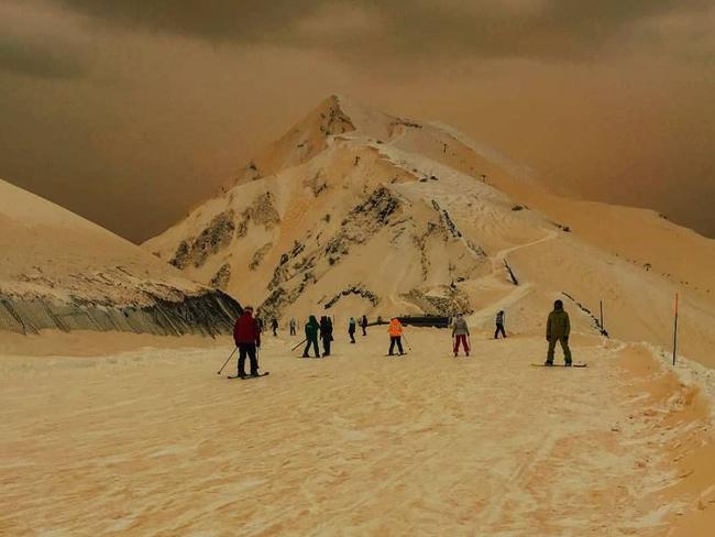 It's not a filter: the snow really is orange at Russia's Sochi ski resort. Picture: sochi_