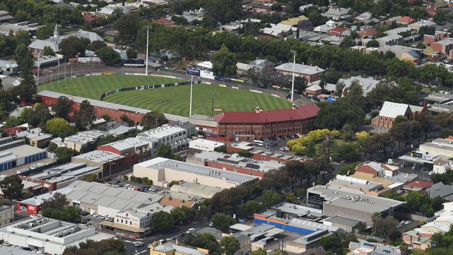 An aerial photo of Norwood Oval. Picture: Naomi Jellicoe