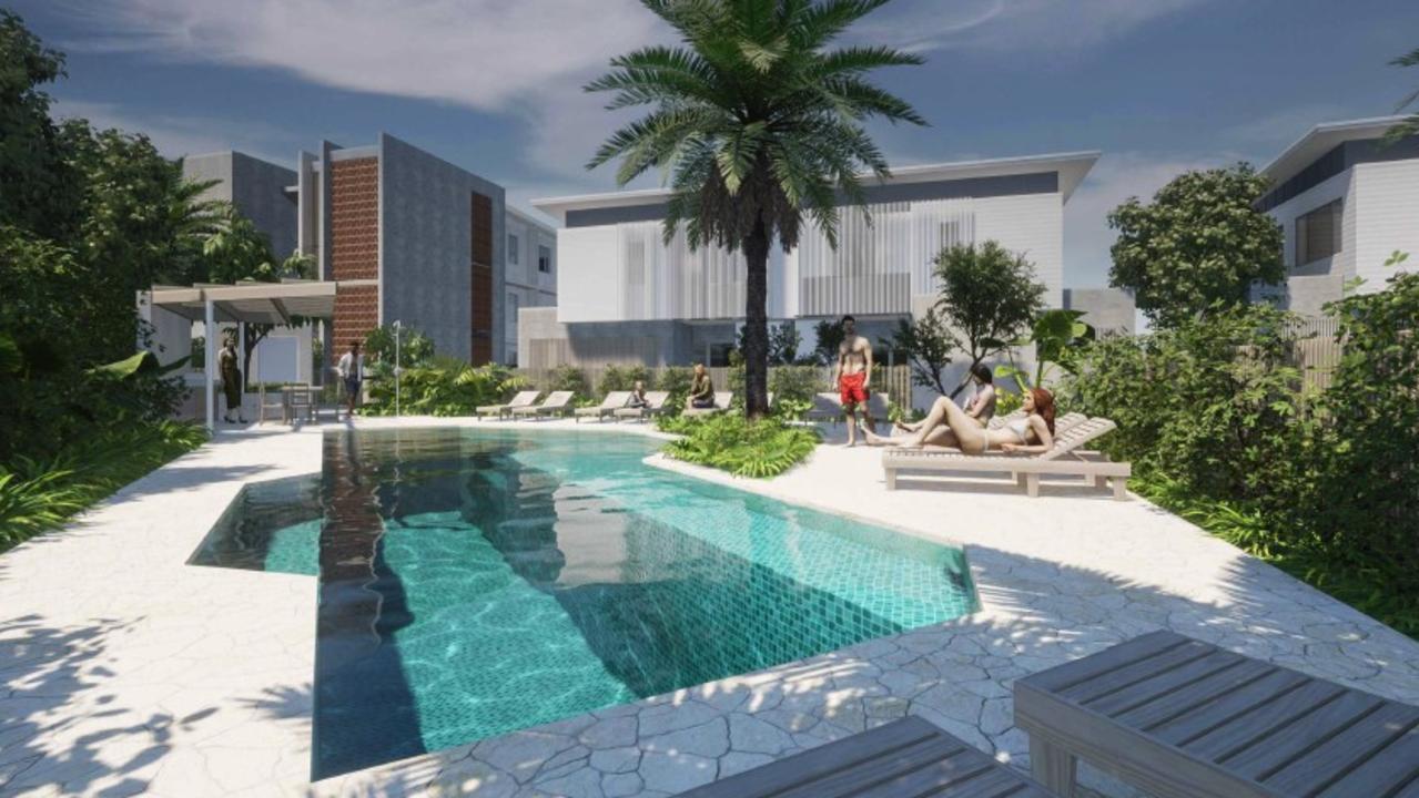 The new complex would include a three-storey apartment building and five two-storey townhouses.