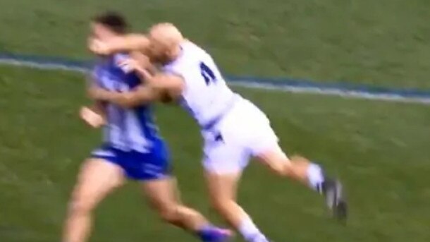 Gary Ablett is likely to come under scrutiny for this hit on Sam Wright. Picture: Fox Footy