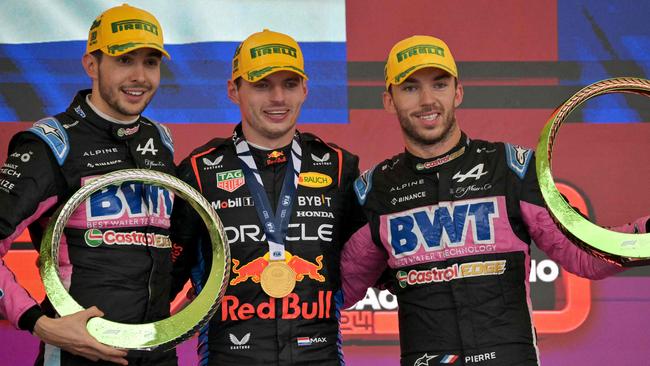 Alpine’s double podium in Brazil was a rare highlight. (Photo by NELSON ALMEIDA / AFP)