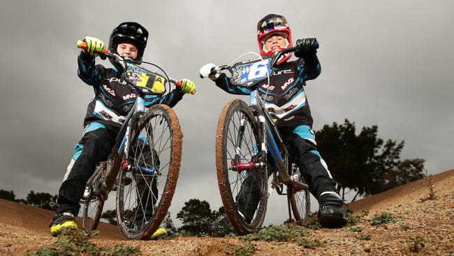 BMX riders Joel and Rayna at the Hallett Cove track. Source: File