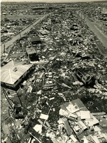 Cyclone Tracy caused major destruction to Darwin. Darwin’s northern suburbs shortly after being devastated by Cyclone Tracy in 1974. Picture: Beat Erismann