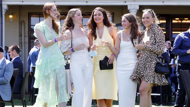 From left: Georgia Longworth, Sarah Tricks, Rosie Southcott, Juliette Polesy and Charlotte Atkins at The Everest. Picture: Sam Ruttyn