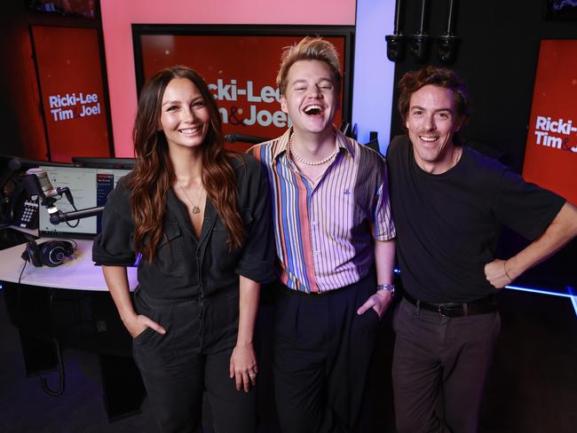 Nova Drive - Ricki-Lee Coulter, Joel Creasey, and Tim Blackwell, at Nova FM, Pyrmont. Picture: Justin Lloyd.