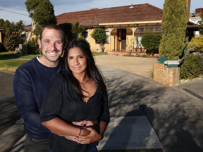 Newlyweds Adrian and Natalie Abela regularly find themselves worrying about the mortgage. Picture: Andrew Tauber