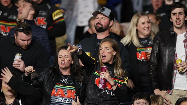 Panthers fans cheer on a grand final masterclass. Picture: Cameron Spencer/Getty Images