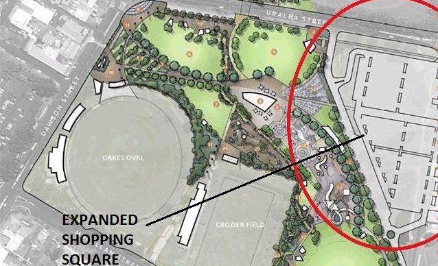 A draft plan of how the enlarged Lismore Shopping Square would blend in with the planned Lismore Regional Park. Picture: Contributed