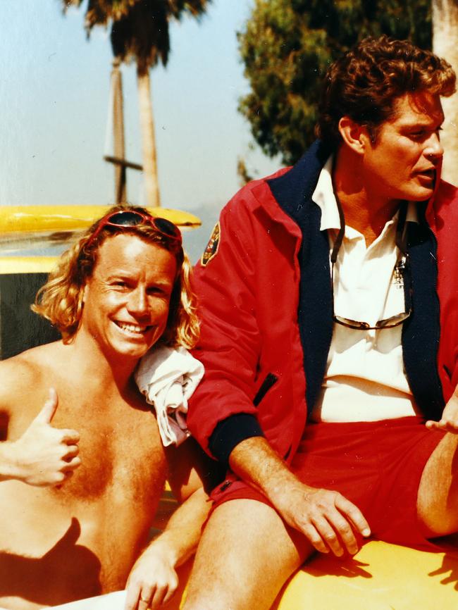 Tim Bailey with David Hasselhoff in the mid 1990s. Picture: Sam Ruttyn