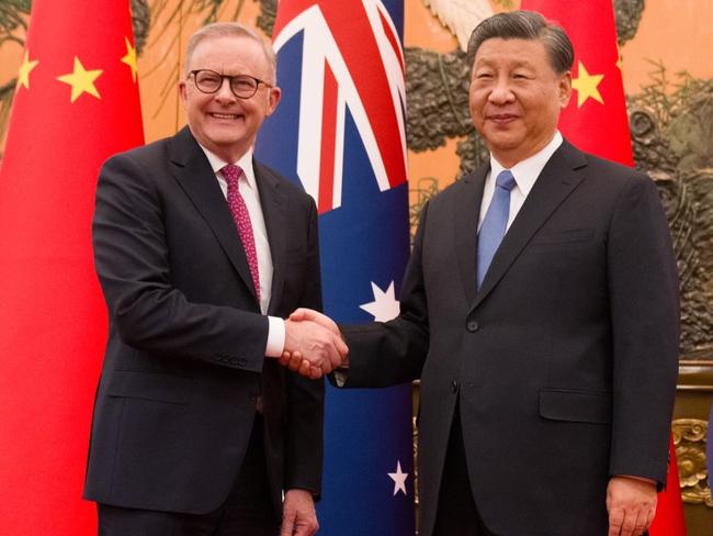 Australia's Prime Minister Anthony Albanese meets with China's President Xi Jinping at the Great Hall of the People in Beijing, China, Monday, November 6, 2023. Picture: Twitter