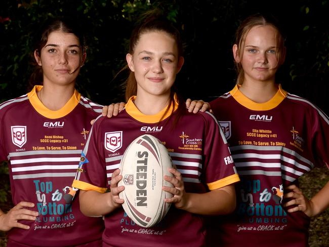 Remi Bishop (left), 16, Tyler Shaw, 17, and Ella Whittle, 16. Picture: Evan Morgan