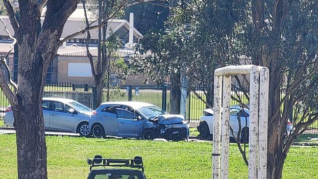 The scene of the crash near Macquarie Fields High School. Picture: Facebook