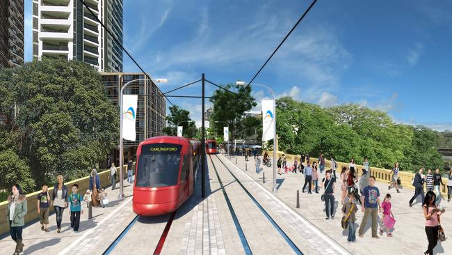 An artist impression of Parramatta Light Rail. Picture: Supplied