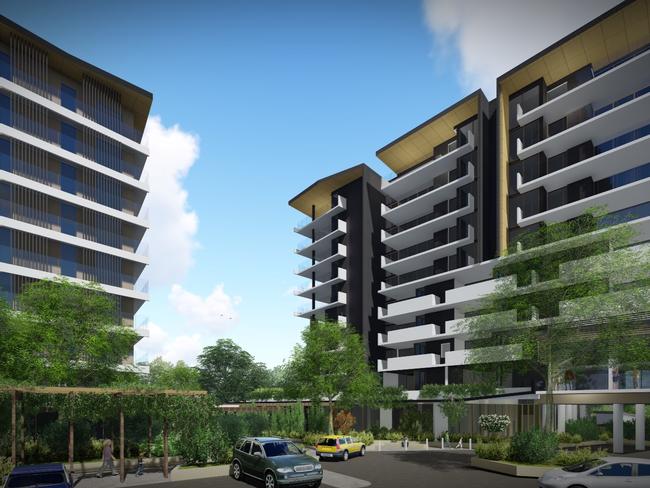 An artist's impression of Traders In Purple's mixed-use project proposal at Northmore St, Mitchelton.