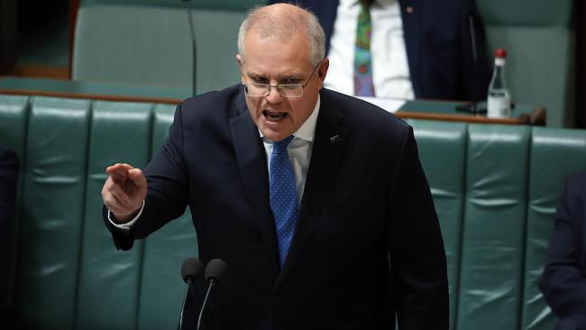 Prime Minister Scott Morrison during Question Time today. Picture: NCA NewsWire / Gary Ramage