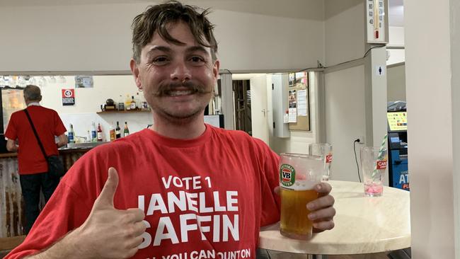 Relocate Lismore homes advocate Harper Dalton celebrates Labor’s win in Lismore. Picture: Catherine Pickering