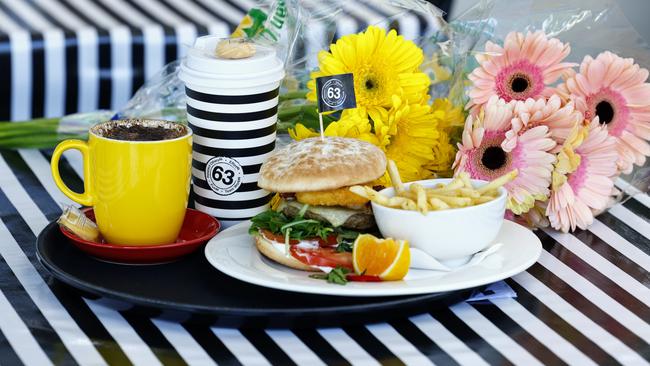 New eatery Cafe 63 has opened at Raintrees Shopping Centre for breakfast and lunch, selling food, coffee and fresh flowers. Picture: Brendan Radke