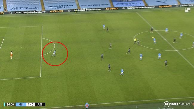 Rodri came from a long way behind the play to affect the lead-up to City's goal.