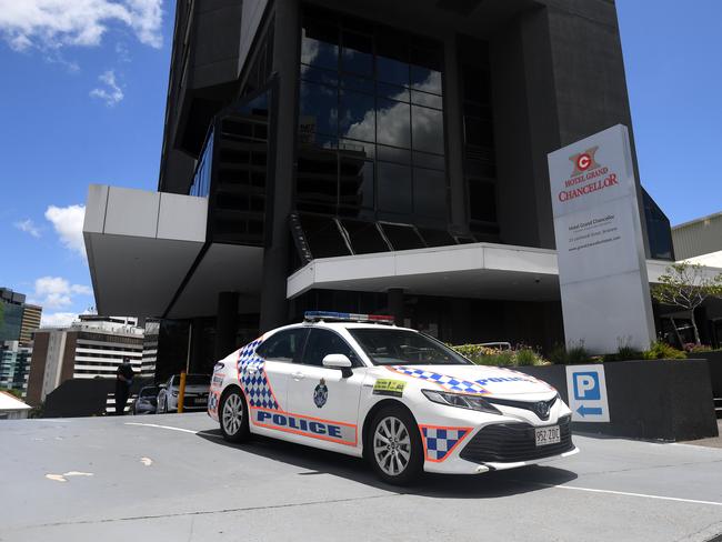 Queensland Police are working alongside health authorities to determine how the virus spread through the Hotel Grand Chancellor. Picture: NCA NewsWire / Dan Peled