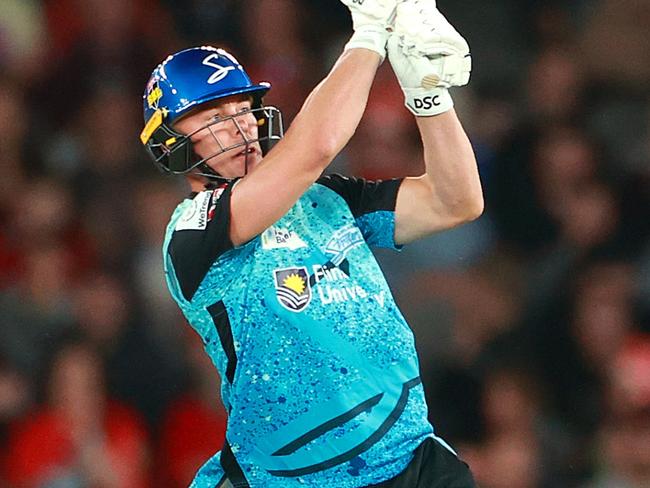 MELBOURNE, AUSTRALIA - JANUARY 02: Chris Lynn of the Strikers bats during the BBL match between Melbourne Renegades and Adelaide Strikers at Marvel Stadium, on January 02, 2025, in Melbourne, Australia. (Photo by Kelly Defina/Getty Images)