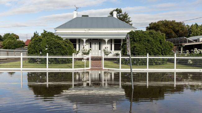 A general view of a flooded street on January 09, 2024 in Rochester, Australia. (Photo by Diego Fedele/Getty Images)