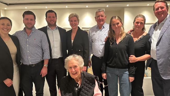 Carolyn with her extended family, including her mum Margaret (front), husband and two sons. Picture: Carolyn Martin/Supplied