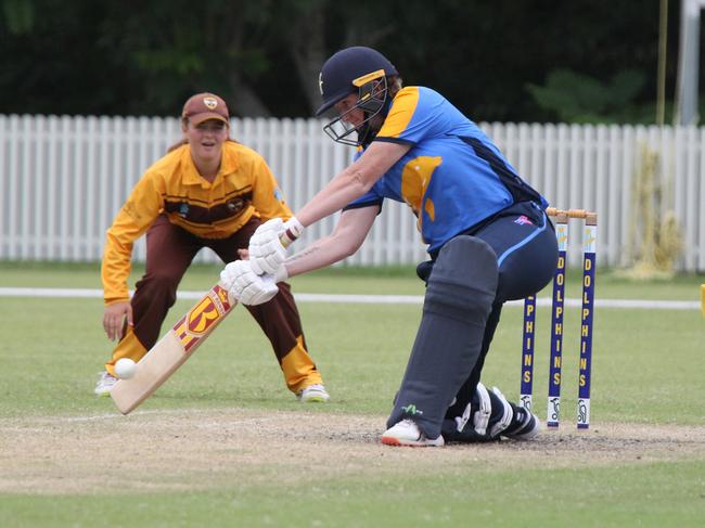 Gold Coast Dolphins all-rounder Sammy-Jo Johnson in action during last month’s loss to Ipswich-Logan. Picture: Mike Batterham