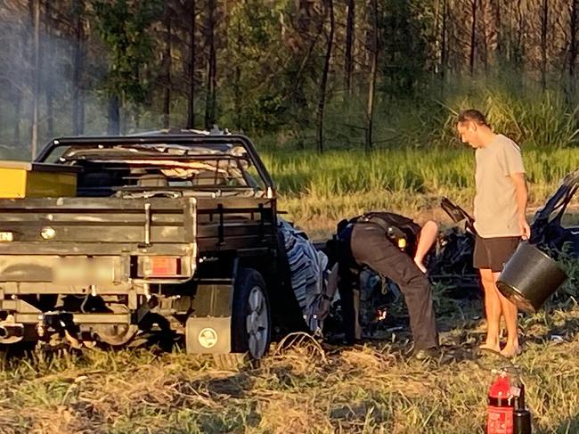 Emergency services attend a car accident outside Cardwell.