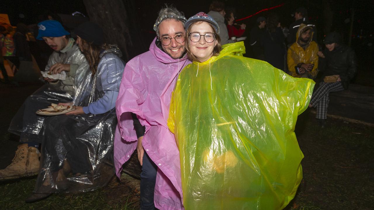 Felix and Georgie at a muddy but sold out Meredith Music Festival last year. Picture: Alan Barber