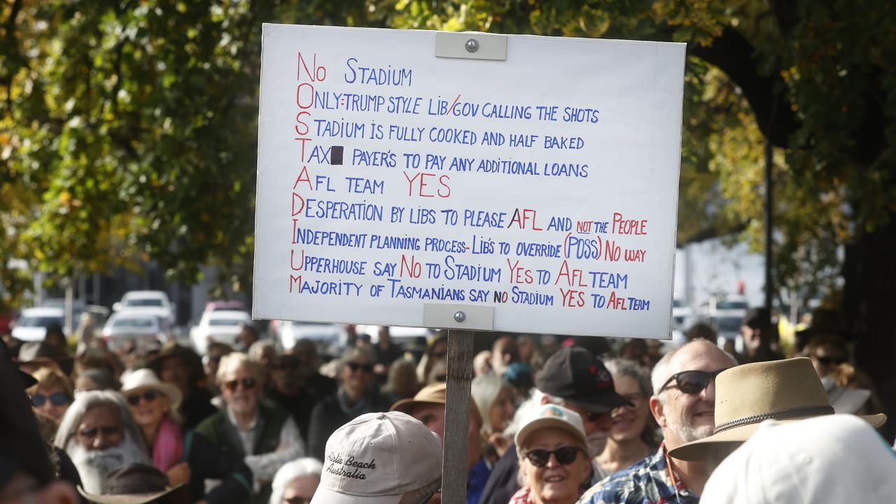 No Stadium Rally in Hobart at parliament lawns. Picture: Nikki Davis-Jones