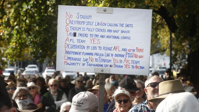 No Stadium Rally in Hobart at parliament lawns. Picture: Nikki Davis-Jones