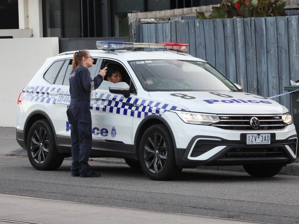 Police outside the home in Chapel St. Picture: David Crosling