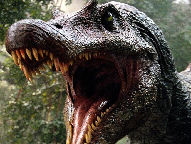 Dinosaur in scene from film "Jurassic Park III" . three. /Dinosaurus /Films/Titles/Jurassic/Park/3 movies 2001