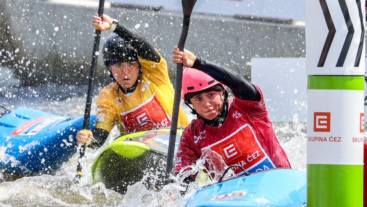 Paddler Noemie Fox in action in the Kayak Cross. Picture: Supplied