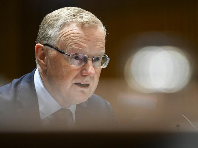 RBA governor Philip Lowe speaks during a House of Representatives economics standing committee hearing at Parliament House. Picture: AAP Image/Lukas Coch