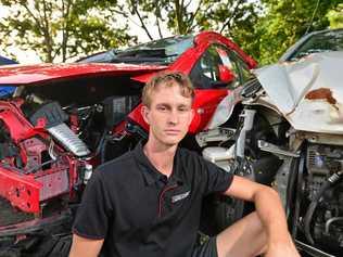 LUCKY SURVIVOR: Gavin Bartkowski, 24 was nearly killed in a head-on collision in 2016. Picture: John McCutcheon