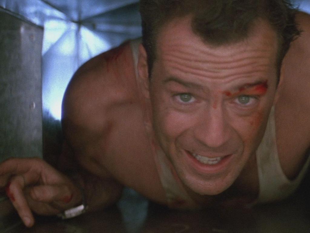 Bruce Willis in a scene from the movie Die Hard, which made him a superstar. Supplied: Twentieth Century Fox.