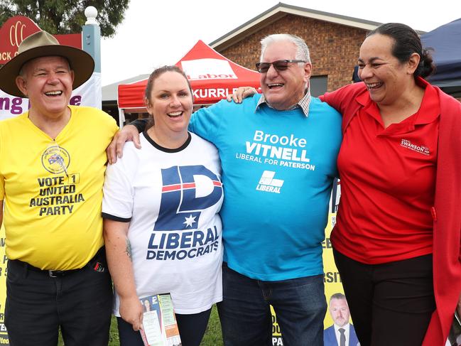 DAILY TELEGAPH, MAY 12, 2022The people of Kurri Kurri NSW discuss the key issues theyÃll be voting for in the Seat of Patterson this Federal Election. Pictured is (left) Pre-Polling Volunteers Peter Clarke (United Australia), Sonia Bailey (Liberal Democrat), Harry Slide (Liberal) and Rosa Grine (Labor). Picture: David Swift.