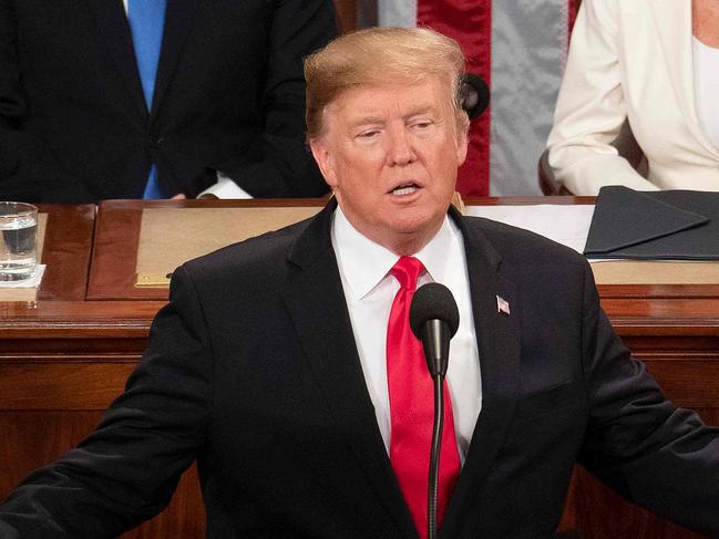 US President Donald Trump delivers the State of the Union address at the US Capitol in Washington, DC, on February 5, 2019. (Photo by Jim WATSON / AFP)