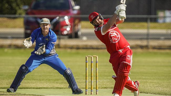 Bobby Wilson hitting a six. Picture: Valeriu Campan