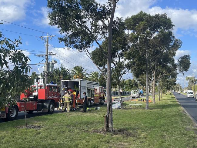 100L of arsenic has spilled on Somerville Rd in Sunshine West. Picture: Nilsson Jones