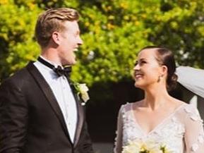 Port Adelaide co-captain Tom Jonas ties the knot with longtime girlfriend Millie Jordan over the weekend.. Picture: Instagram.