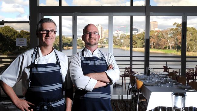 Executive chef and owner Ray Mauger and then head chef Nick Filsell at the Red Ochre Barrel + Grill in 2013.