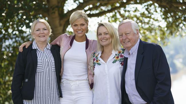 Monk with her mum (left), sister and father. Picture: Channel 10