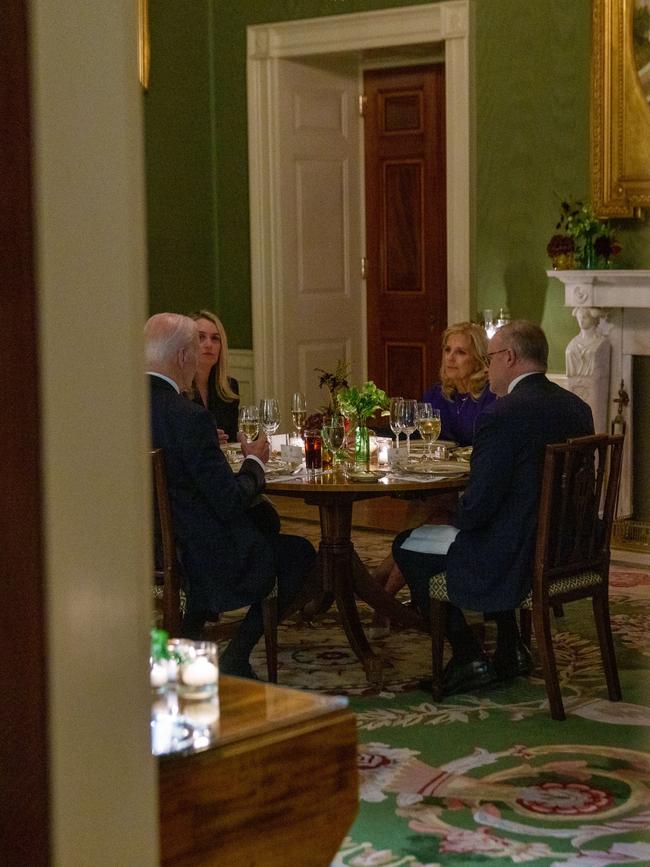 Mr Albanese, President Biden, and their wives dined together ahead of a state dinner on Tuesday night.