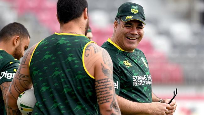 Kangaroos coach Mal Meninga (right).