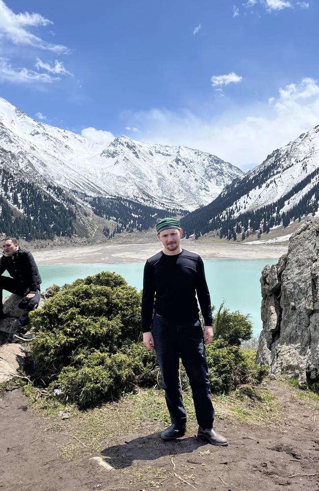 Jake Herd is pictured at the Big Almaty Lake moments before he set off on the hike. Picture: Supplied