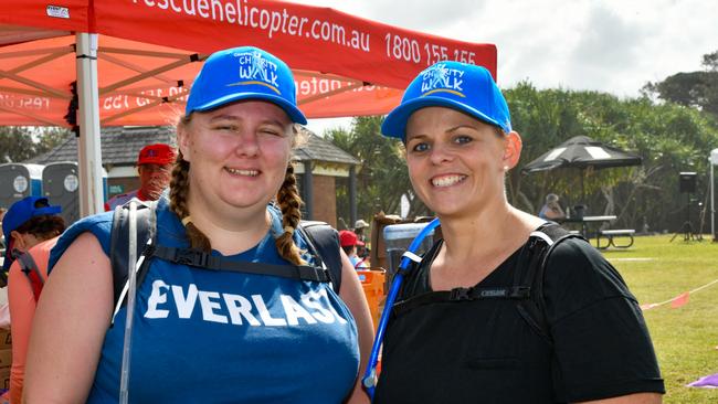 Left: Talitha Coggan, from Dubbo, and Jaelee Willoughby, from Newcastle at the Lennox Head point of the 2023 Byron to Ballina Coastal Walk, readying for the last leg to Ballina on Saturday. Picture: Cath Piltz